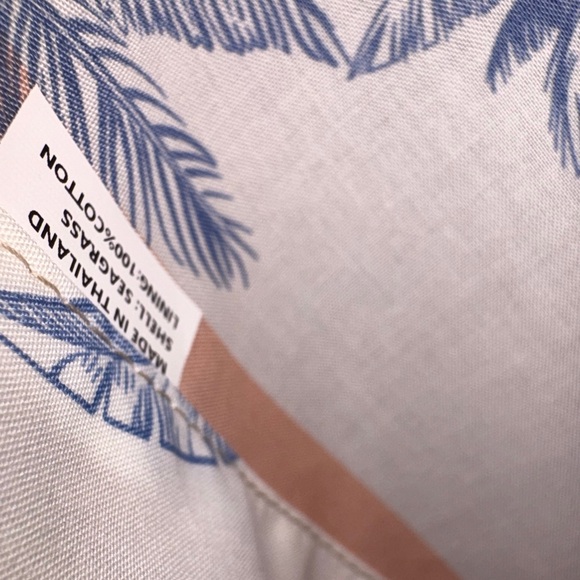 Sea & Grass Woven Basket Tote Bag Cotton Lining removable Leather crossbody - Picture 5 of 12